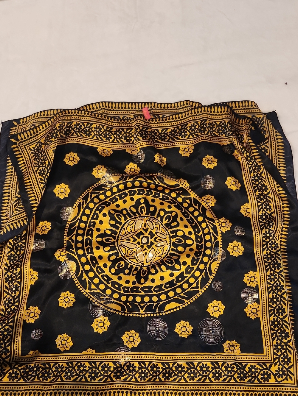 Black and Gold Medallion Print Scarf Top